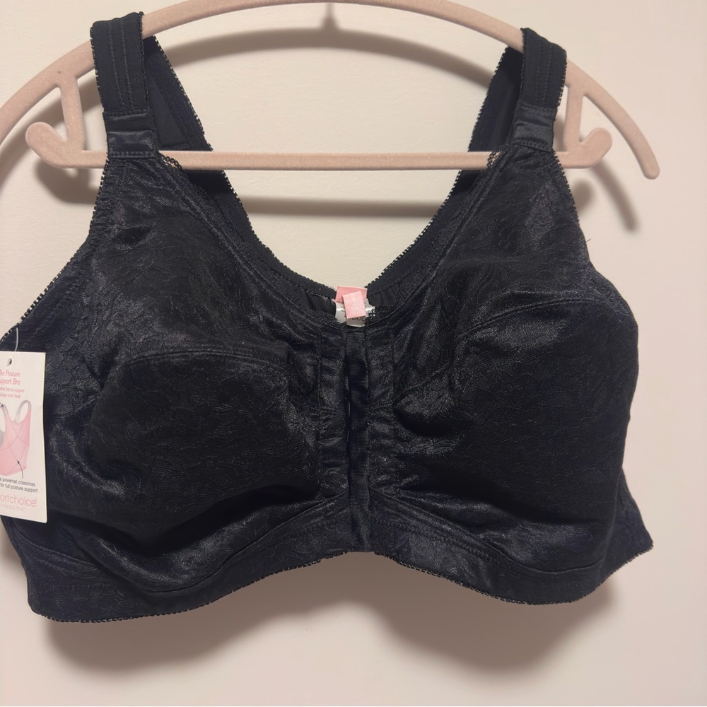 Comfort Choice Bra Posture Support 44DDD Front Close Wireless Full Coverage Blk